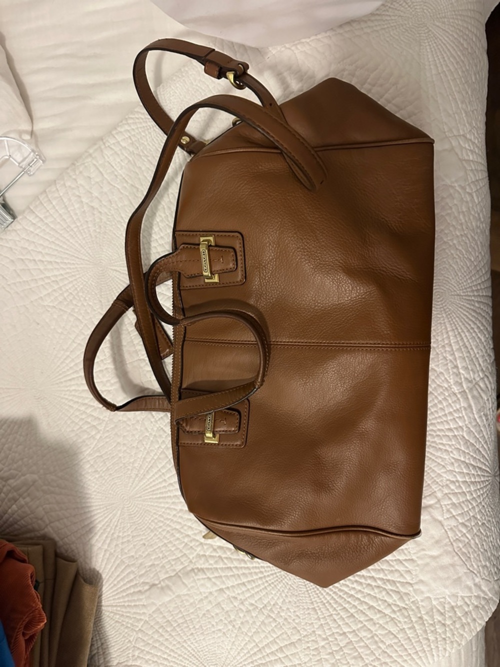 Coach Brown Leather Tote with Gold-Tone Hardware